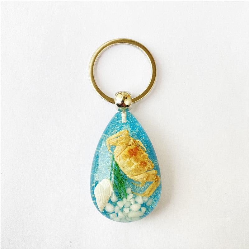 Wholesale 12pcs Simulated Luminous Bottom Amber Insect Crab Ocean Keychain